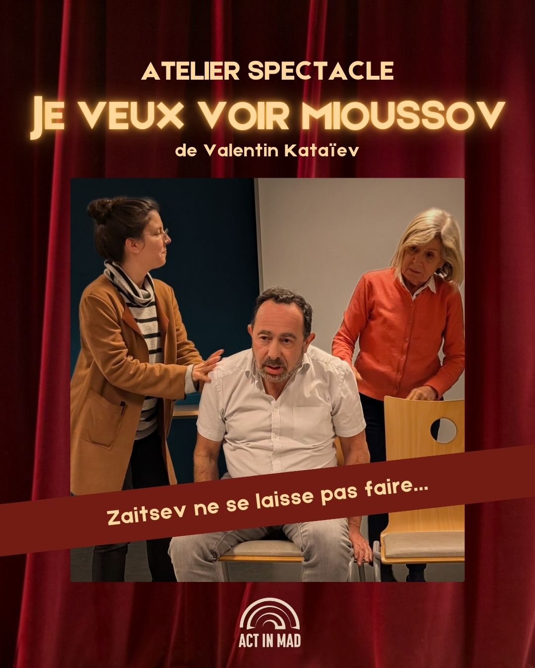 3 comediens en repetition