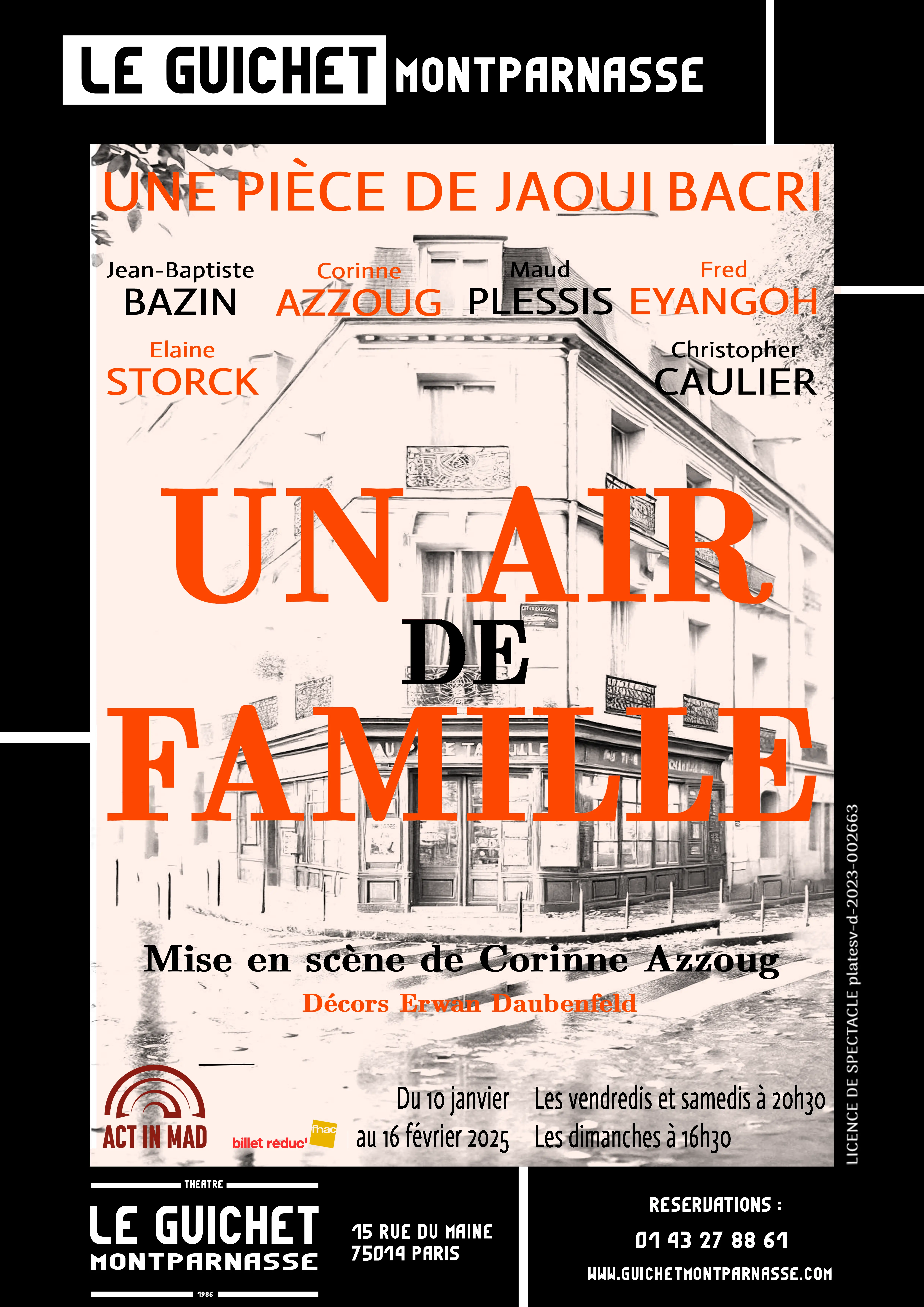 affiche du guichet montparnasse de la pièce d'un air de famille